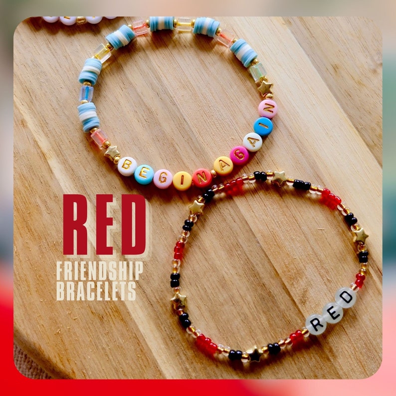 Feel the Passion: Red Eras Tour Friendship Bracelets Ready to Ship Order Yours Today for a Bold Statement image 1
