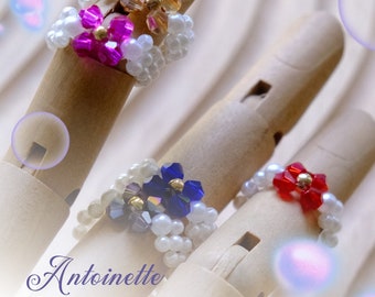 Antoinette: Woven Crystal & Faux Pearl Bow Ring