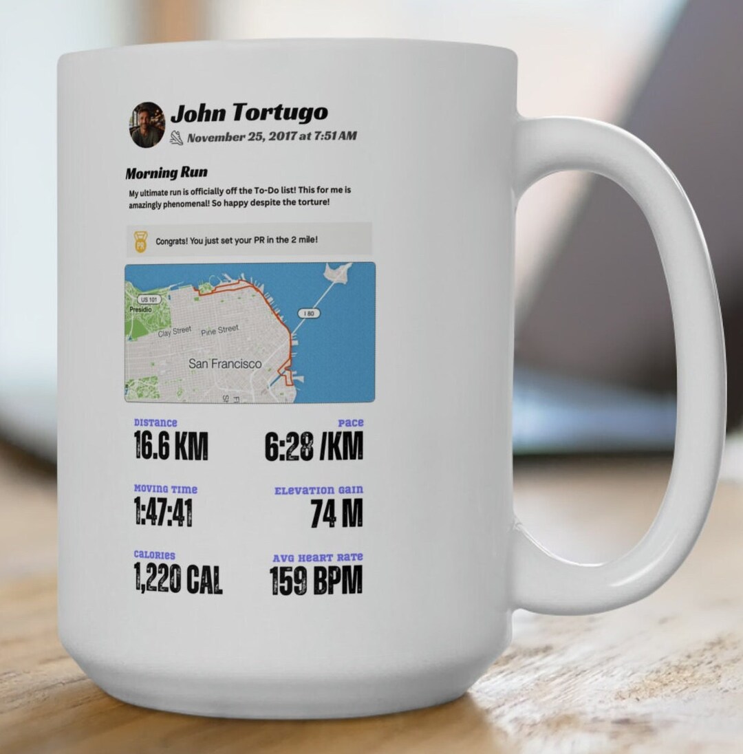 Beautiful Outdoor Activity Map Coffee Mug, Strava Mug, Mapmyrun Mug