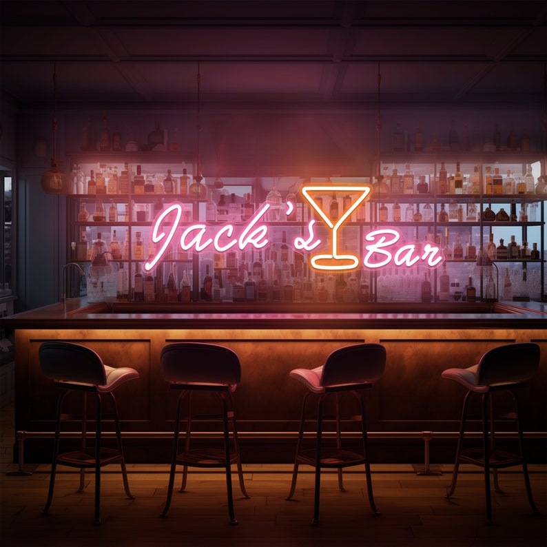 Personalized Home Bar Neon Sign, Wall Decor for Bar, Custom Bar Neon