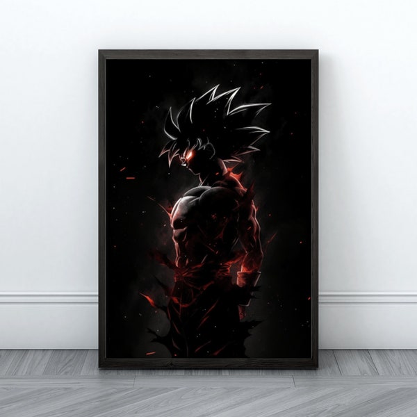 Goku Poster | Goku Super Saiyan Silhouette Poster | Dragon Ball Z Wall Art | Dbz Matte Poster | Anime Decor | Gift for Anime Fans
