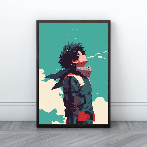 Deku Midoriya Poster | Anime Minimalist Matte Poster | My Hero Academia Poster | Gift For Anime Fans | Japanese Manga Print | Izuku Midoriya