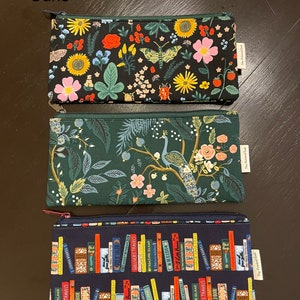 Flat pencil case -Rifle Paper Co. metallic fabric