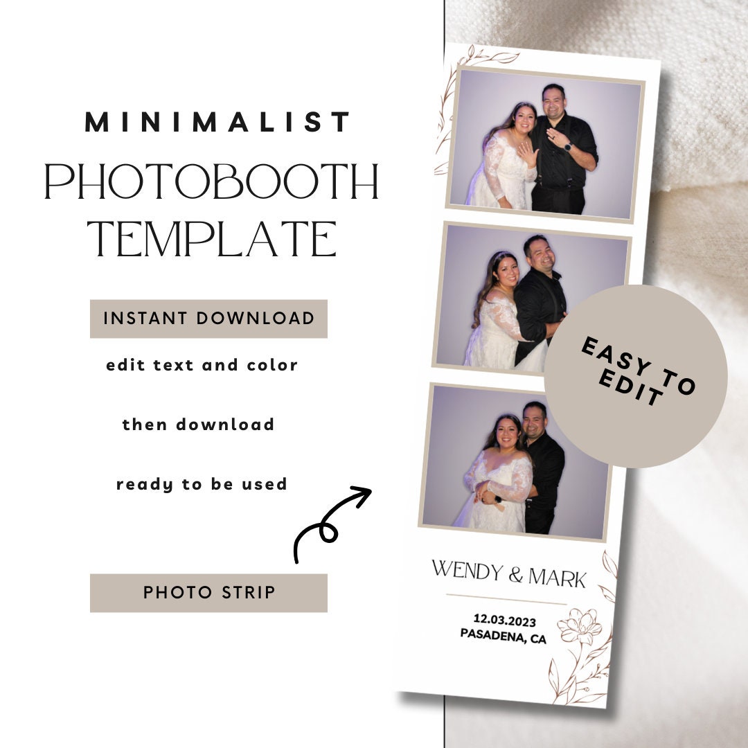 Photo Booth Strip Template, 2x6 Photo Strip Wedding Photobooth Template ...