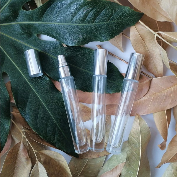 10ml Clear Glass Mini Spray Bottles for Essential Oils, Small Empty Spray Bottle, Fine Mist Sprayer, Glass Perfume Bottles with Silver Lids