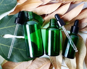 Dark Green Glass Tincture Bottle, Leak-Proof Essential Oil Perfume Bottle with Dropper for Storage and Travel