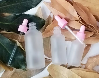 5~100ml Frosted Glass Dropper Bottle with pink Lid, Essential Oil Glass Dropper with Pink Nipple, Travel Size Liquid Dropper Bottles