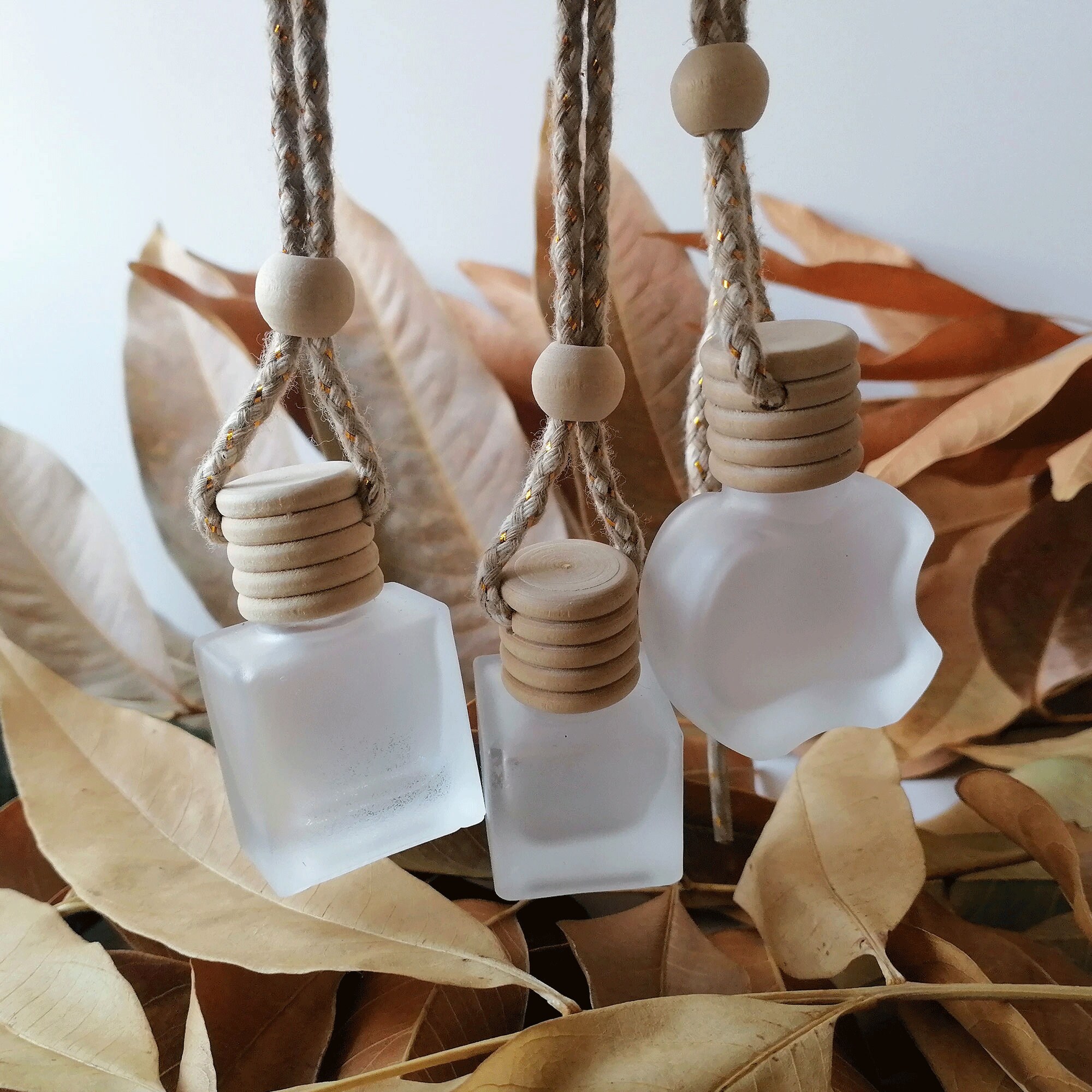 Frosted Glass Hanging Car Air Freshener Car Diffuser Bottles Perfume