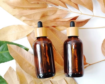 4-Unzen-Augentropfflaschen mit Bambusdeckeln, 120-ml-Tinkturflaschen aus bernsteinfarbenem Glas, auslaufsichere Flasche für ätherische Öle zur Aufbewahrung und auf Reisen