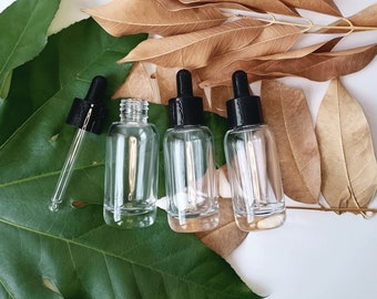 30 ml klare, leere Tinkturflasche, nachfüllbarer Behälter für ätherisches Öl, Haarölflasche, Parfüm, Öltropfer, Pipette, Reiseflasche