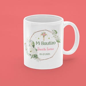 Taza de cerámica "Mi Bautizo", regalo religioso de bautizo, taza de café, regalo de bautizo español, recuerdo católico, té de porcelana blanca, ocasión especial