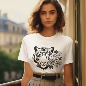 Tiger Print T-Shirt: Unisex Softstyle Cotton Tee, Nature Lover Gift