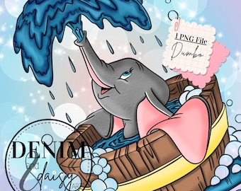 Bathtub Dumbo PNG, Sublimation design, Digital illustration, Instant download