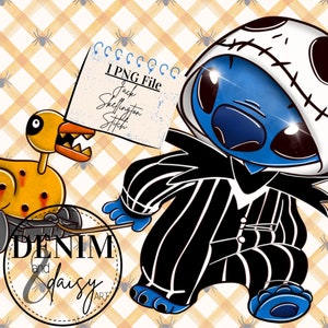 Stitch dressed as Jack Skellintgton, Sublimation Design, Digital illustration, Instant download