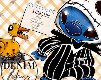 Stitch dressed as Jack Skellintgton, Sublimation Design, Digital illustration, Instant download