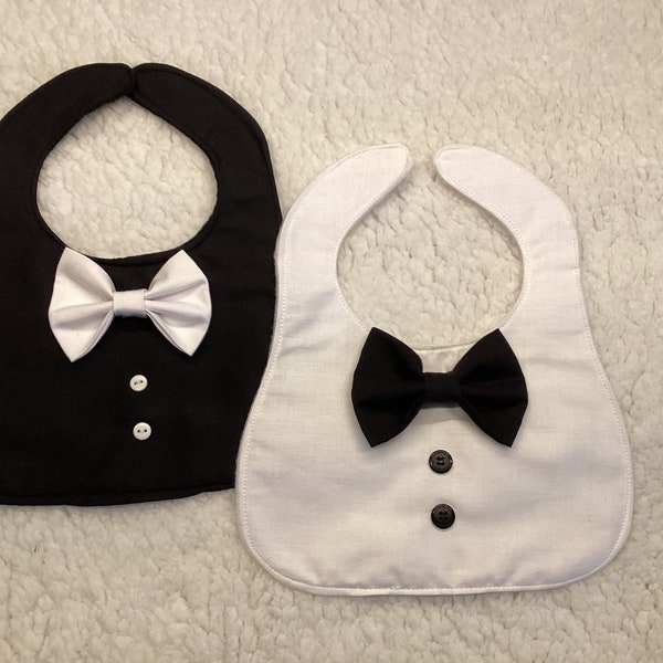 Tuxedo Dress Up Baby Bib, Dribble Bib, Handmade, Baby Gift, Baby Shower, Tux, Bow Tie, Special Occasion