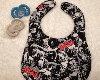 The Walking Dead Baby Bib, Dribble Bib, Baby Accessories, ,Boys Bib, Handmade, Bib, Gift, Baby Shower, Zombies