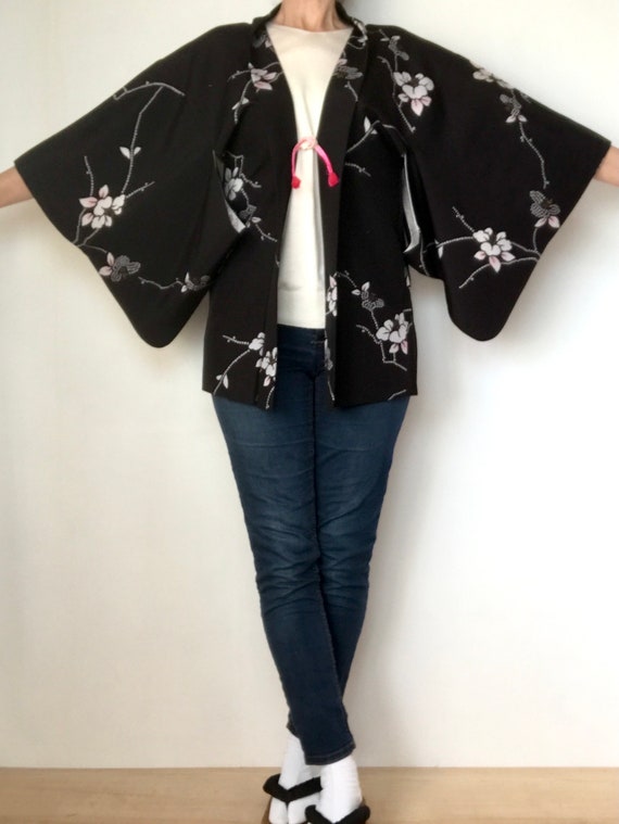 Black Kimono Jacket | Woman's Floral Haori | Kimo… - image 3