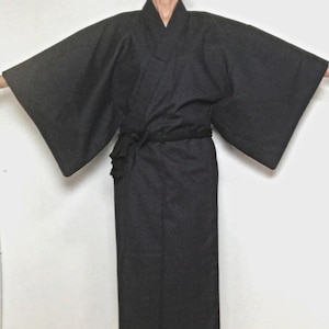 Men's Soft Wool Kimono | Size M | Dark Blue | Vintage Japanese Robe | Dressing Gown | VIDEO | MW3M