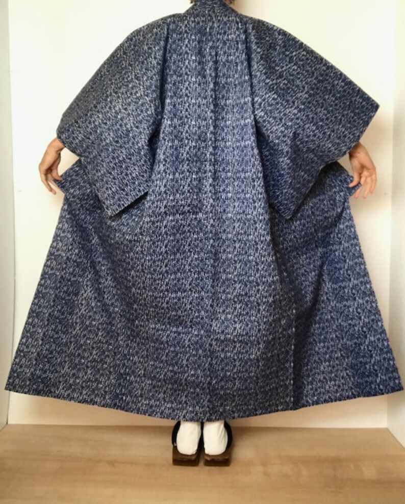 Mens Yukata Kimono Japanese Cotton Dressing Gown Blue Tie Dye Robe Size