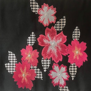 Black Obi Belt | Women’s Vintage Nagoya Kimono Sash | Japanese Sakura Floral Fabric | VIDEO