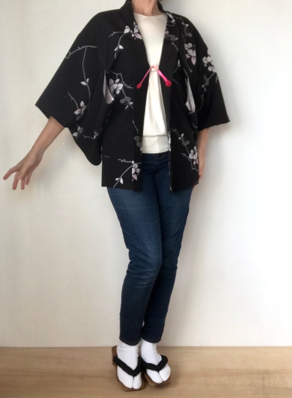 Black Kimono Jacket | Woman's Floral Haori | Kimo… - image 4