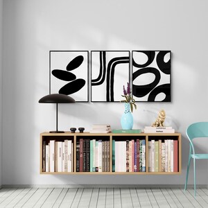 Gallery wall set of 3, black and white abstract art print, abstract wall set, gallery wall art, minimal prints, printable wall art set