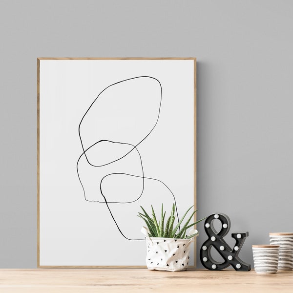 Minimalist black lines printable wall art, minimalist abstract downloadable prints black and white, home decor scandinavian style