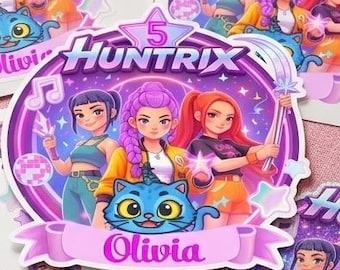 Kpop Hunters stickers for party favors, waterproof Sticker Pack, Journaling, for Water Bottle & Laptop, Pastel Purple Y2K