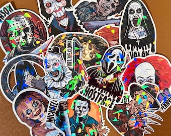 Horror Movie Character Holographic Sticker | Halloween Vinyl Decal
