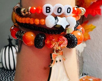Halloween-kralenarmbandenset | Spookbedel, spookachtige sieraden