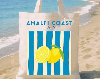 Amalfi Coast Italy Tote Bag: Vibrant DTF Print, Heavy Canvas