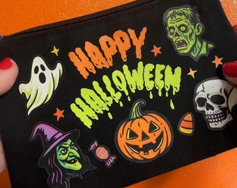 Retro Halloween coin purse, zipper Pouch, Cosmetic purse, Card Holder