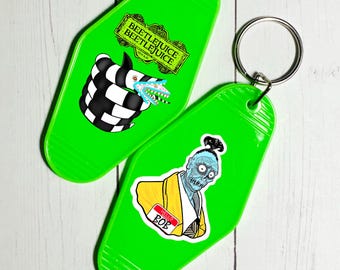 Beetlejuice movie keychains with UV DTF Decal print