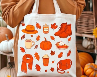 Fall Harvest Cotton Tote Bag | Cozy Autumn Design