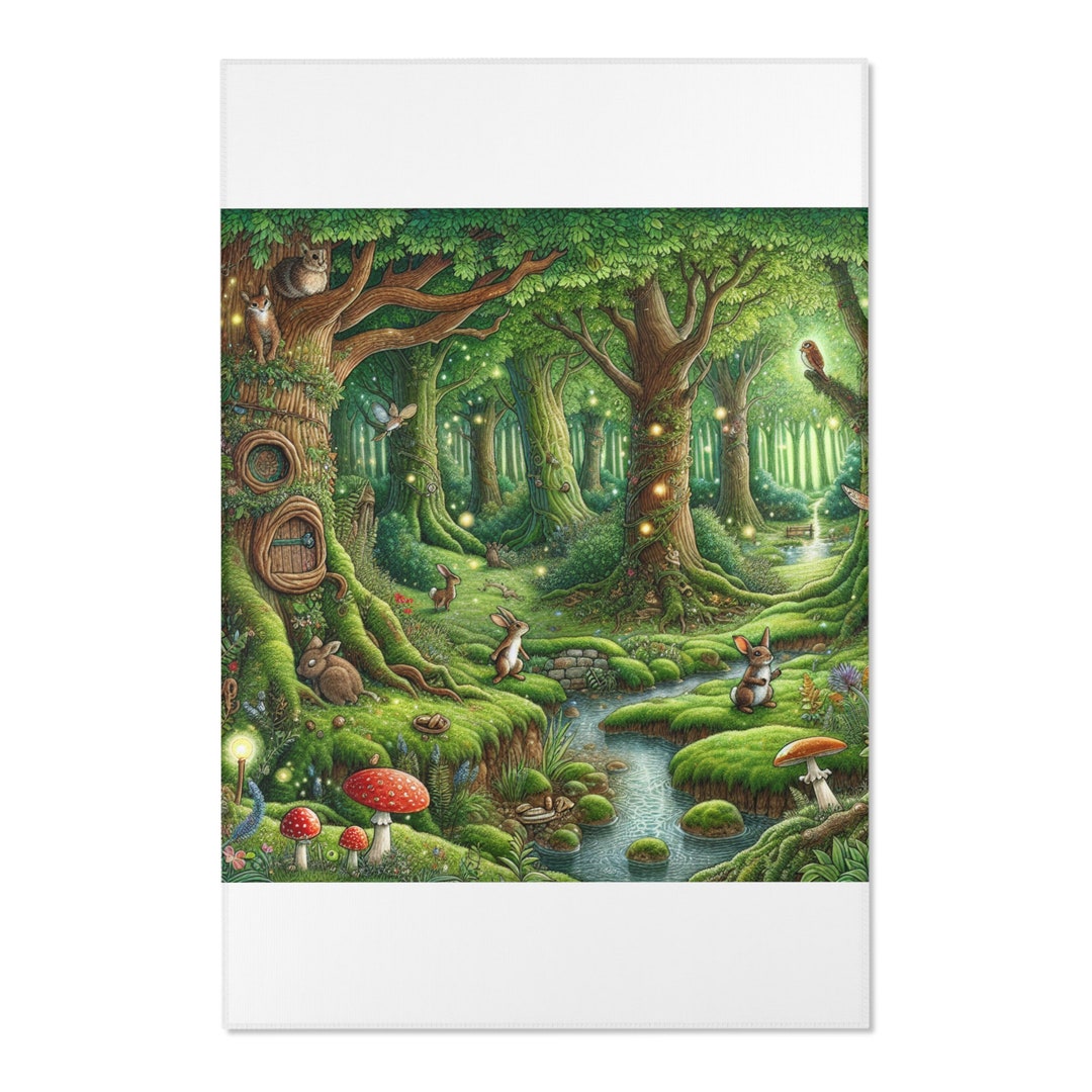 Magical Forest Rug Kids Area Rug Magical Forest Adventure Theme Enchanting - Etsy