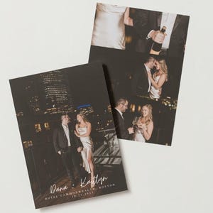 Plantilla para guardar la fecha de una boda con estilo urbano: tarjeta con 4 fotografías