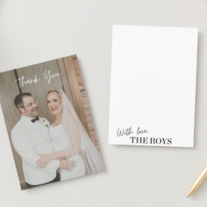 5x7"Thank You Card, Modern Wedding Thank You Card, Wedding Photo Card, Minimal Chic Wedding, Modern Wedding Template, Wedding Thank You Card