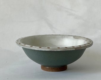 Handmade wheel thrown stoneware ceramic small bowl, jewelry dish.
