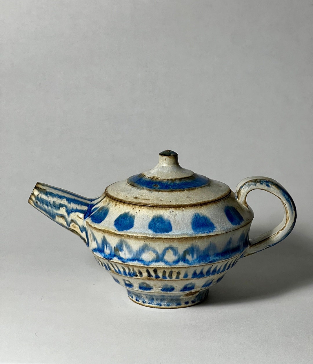 White and Blue Hand Painted Wheel Thrown Stoneware Ceramic Teapot - Etsy