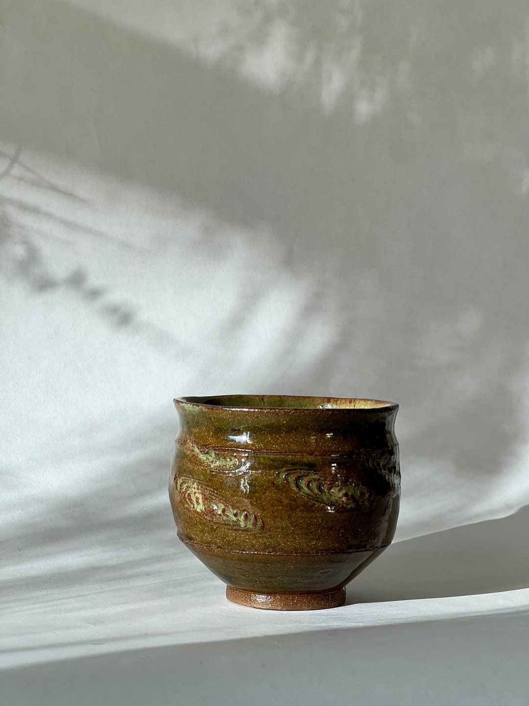 Textured Green Wheel Thrown Stoneware Ceramic Pottery Tea and Coffee ...