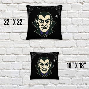 Vintage Vampire Halloween Throw Pillow: Spooky Dracula Home Decor