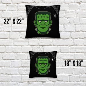 Vintage Frankenstein Halloween Throw Pillow: Spooky Gothic Home Decor