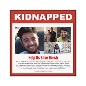 Save Israeli American Hostage Hersh Goldberg Polin. Held Captive by Hamas. Pro Israel Sticker, 6"x6" and 5"x5"