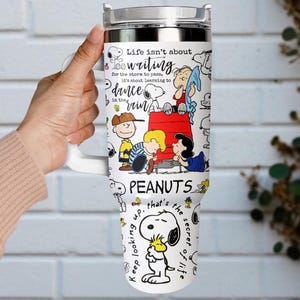 Beker Snoopy Peanuts 30 oz/40 oz lasergravure, Snoopy cartoon beker, beker met aangepaste naam, beker warm koud drankje, verjaardagscadeau.