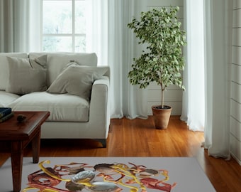 Nature-Inspired Leaf Print Rug for Cozy Home Decor