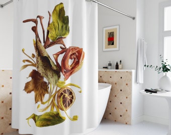 Bring the Outdoors In with Natural Leaves & Fruit Peels Shower Curtain - Unique Nature-Inspired Gift