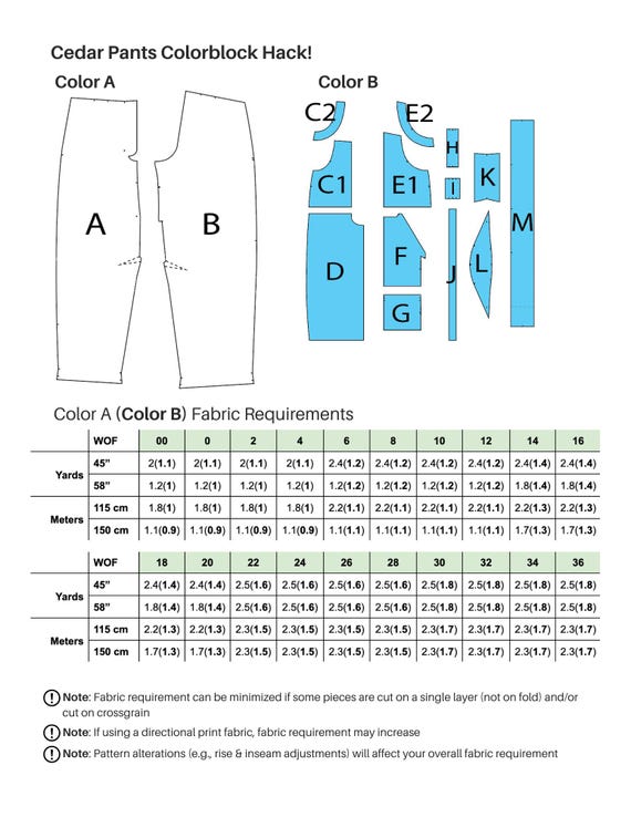 Cedar Pants PDF Gender Neutral Pattern, Sizes 00-36, Intermediate