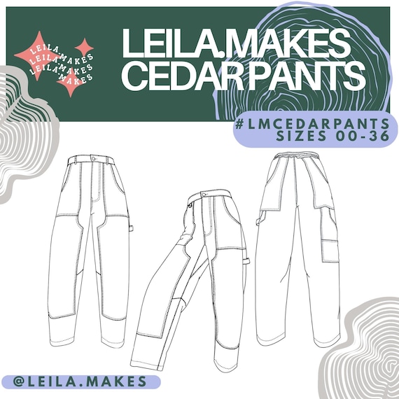 Cedar Pants PDF Gender Neutral Pattern, Sizes 00-36, Intermediate Sewing Level, Barrel Leg, Climb Pants, Work Pants, Crotch Gusset