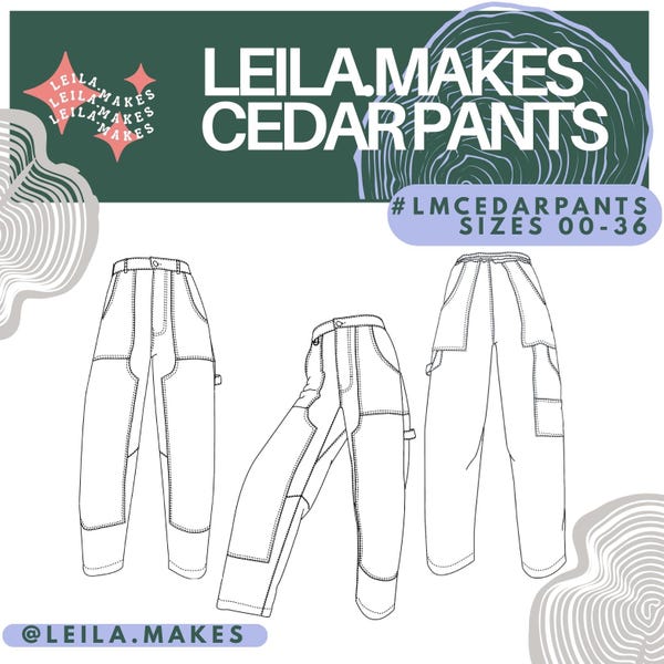 Cedar Pants PDF Gender Neutral Pattern, Sizes 00-36, Intermediate Sewing Level, Barrel Leg, Climb Pants, Work Pants, Crotch Gusset